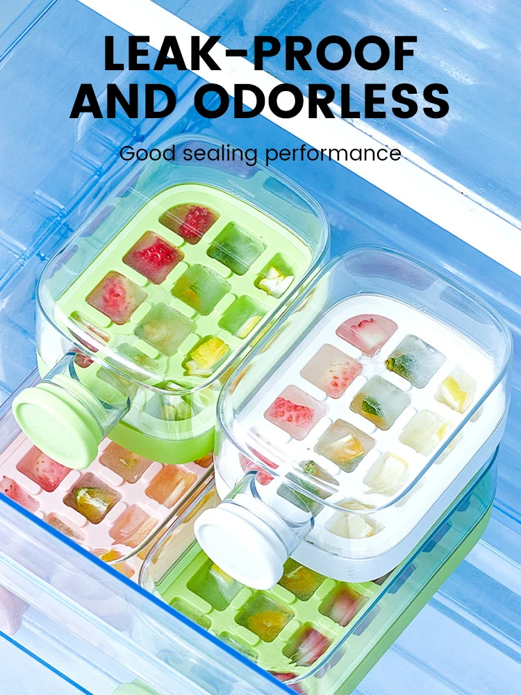 500ML/800ML Ice Cube Bottle Ice Cube Tray With Lid NO SPILL Tray For Freezer NO TOUCH Silicone For Freezer