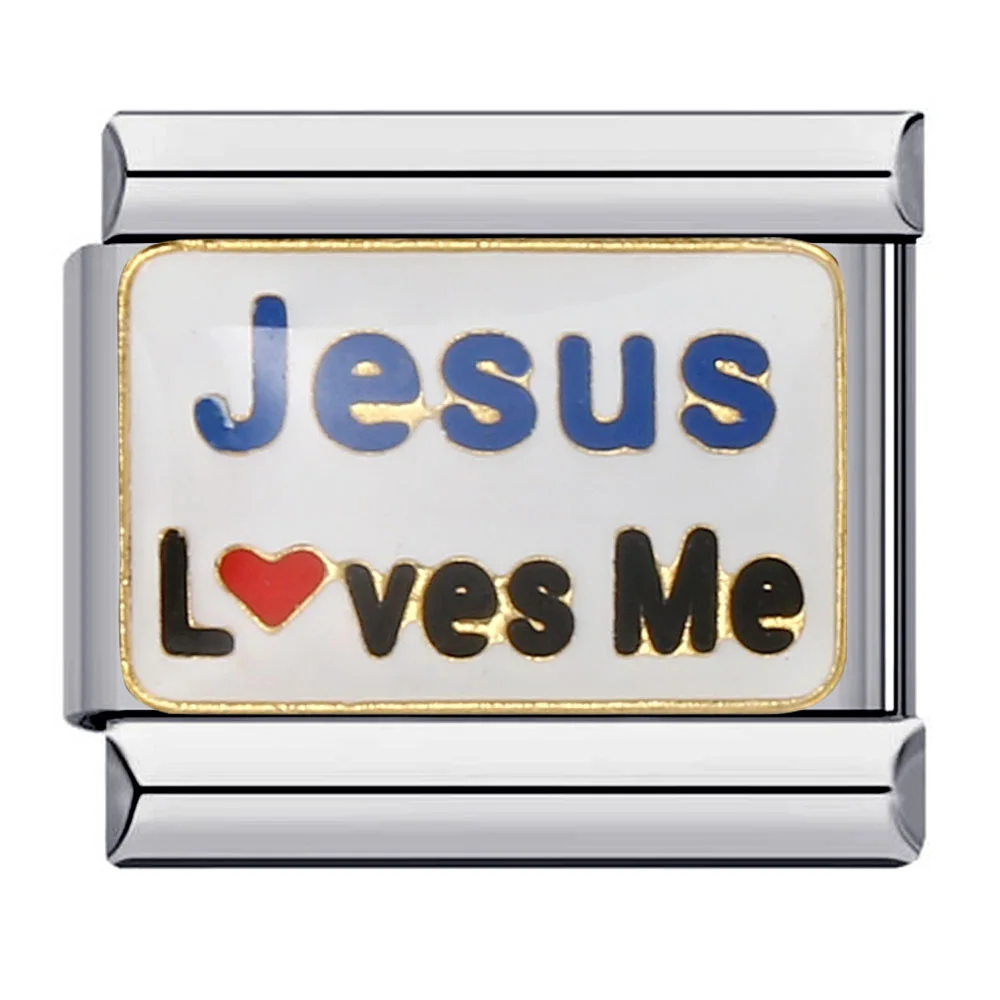 9mm italienische Charm Armband Edelstahl elastische Glieder kette DIY machen Modeschmuck Accessoires Kreuz Jesus Glauben – Detail 5