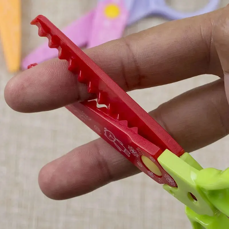soft handle scissors portable scissors cutter black blade scissors stationery scissors creative cute lace scissors can be changed into 6-head child safety DIY pattern paper cuttings card tool