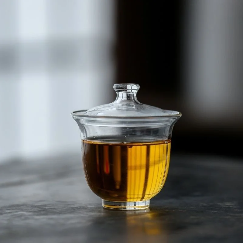80ML Transparent High Borosilicate Glass Gaiwan Tea Cover Bowl Tea Cup and Lid Heat Resistant Small Teacup Kung Fu Set Acces
