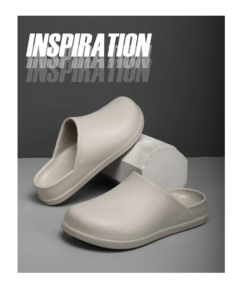 Herren-Kochschuhe zum Hineinschlüpfen, Küchenhausschuhe, bequeme Damen-Krankenschwester-Rutschen, Unisex, wasserdicht, rutschfest, halbe Sandalen, modische Slipper – Detail 11