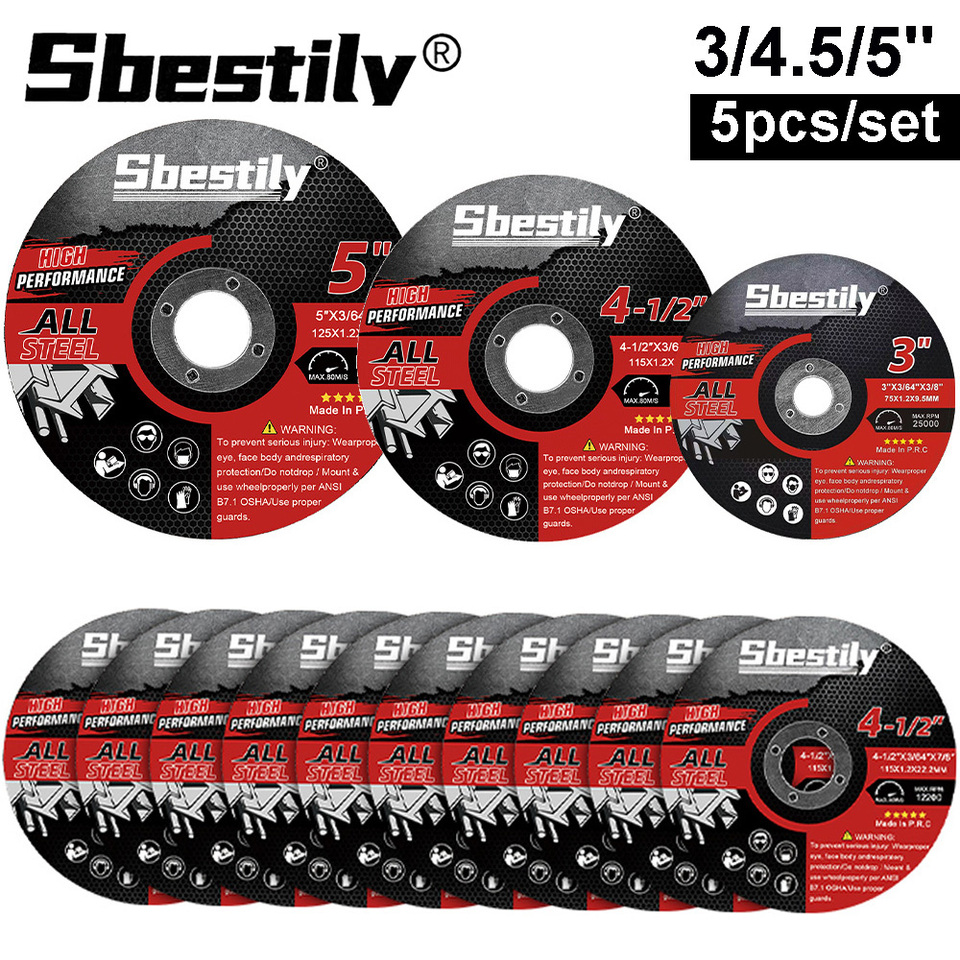 75/115/125mm Cutting Disc Circular Resin Saw Blade Angle Grinder Grinding Disc for Metal Wood Iron Steel Bar Cutting 5pcs/Set