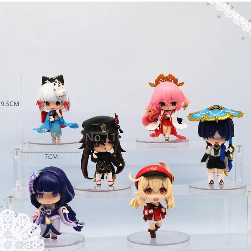 

6pcs/set Anime Genshin Impact Figure Beelzebul Yae Miko Wanderer Hu Tao Klee Kamisato Ayaka Pvc Action Figure Toy Doll Gifts