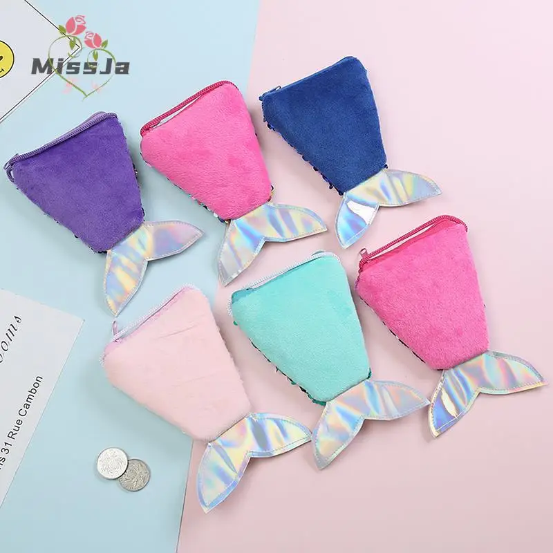For Kids Gifts Girls Mermaid Tail Sequins Coin Purse Crossbody Bags Sling Money Change Card Holder Wallet Purse Bag Pouch