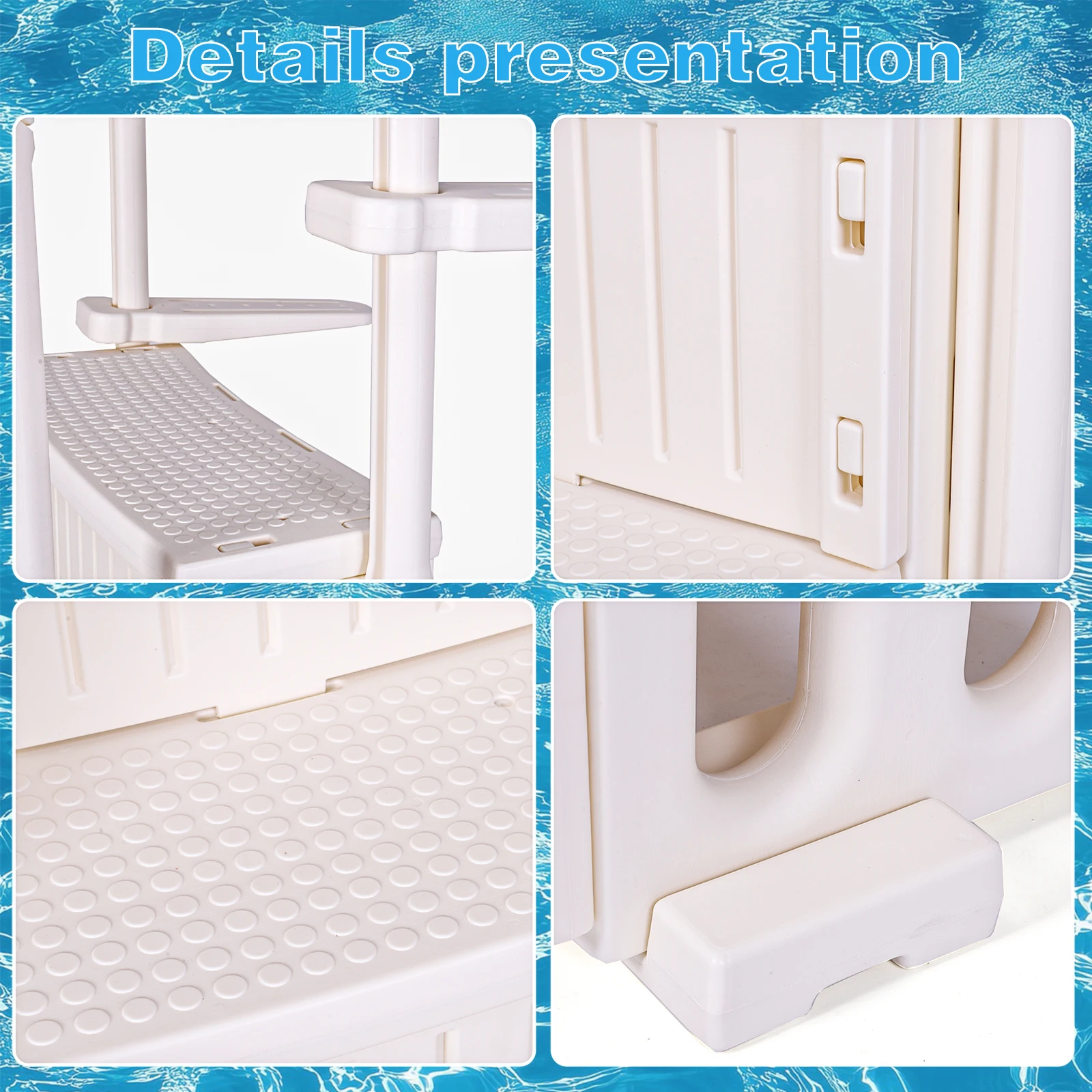 Plastic Pool Escalator Anti-Slip Pool Handrails Ladder Lightweight Detachable Above Ground Pool Step for Various Swimming Pools