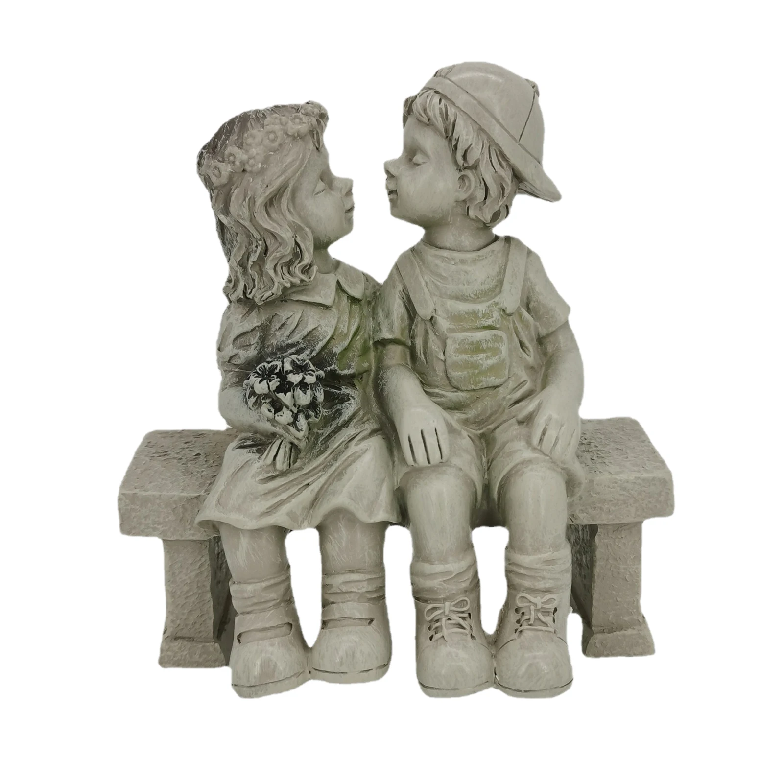 

Simulation Balcony Outdoor Garden Boy Girl Sitting Ornament Courtyard Figurine Kissing Statue Gift Home Decor Craft Love Solid