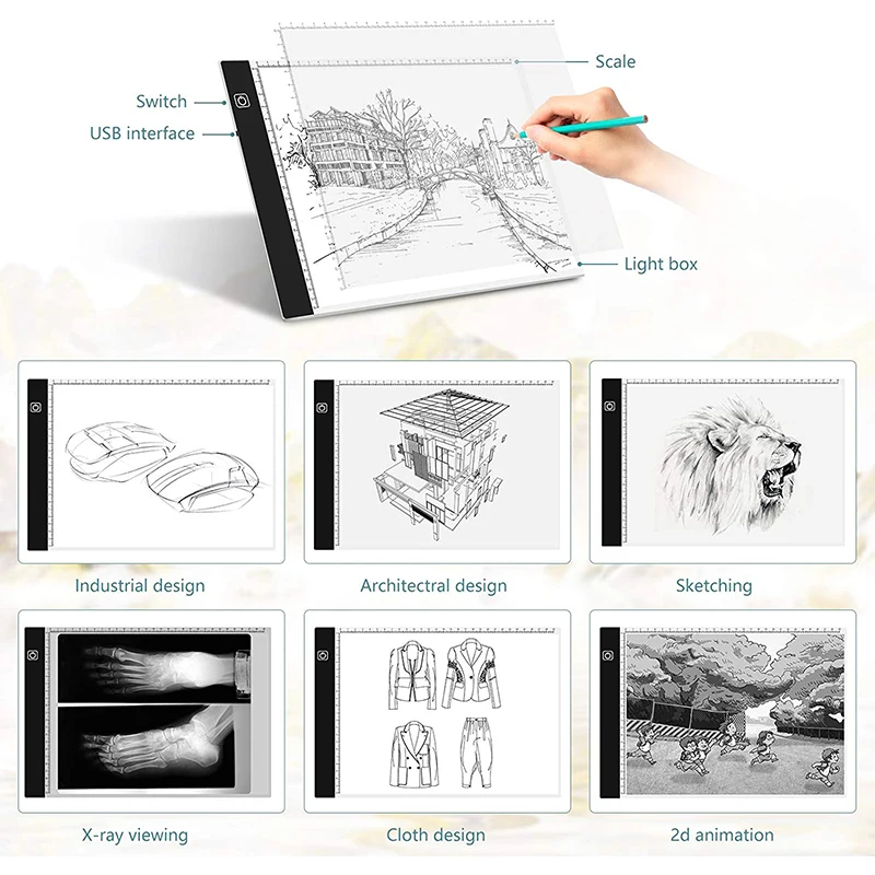 A4 ultra thin LED Drawing Digital Graphics Pad USB LED Light pad drawing tablet Electronic Art Painting - Image 5