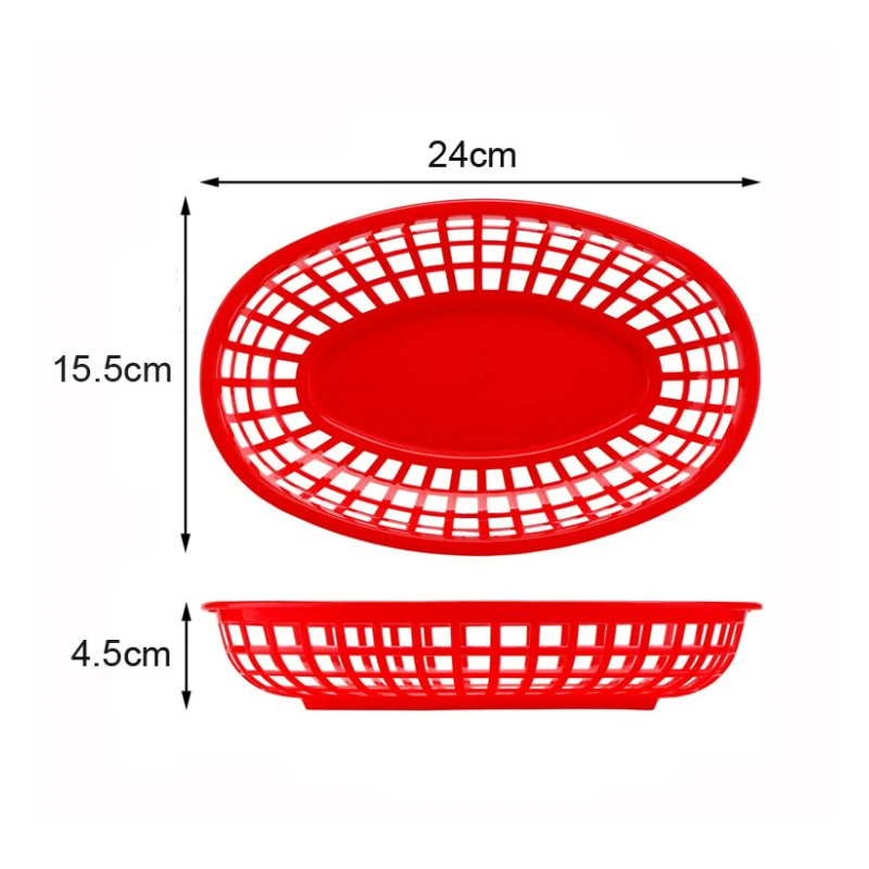 Plastic Platter Oval Food Basket Kitchen Desktop Storage Basket Hot Dog Serving Plate Restaurant Fast Food Tray Photo Prop Decor images - 6