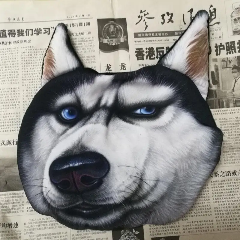 CHIZIYO 3D 프린트 동물 얼굴 자동차 머리 받침 베개, 목 자동차 안전 머리 받침 용품, 충전 없음, 멋진 사랑스러운 신제품