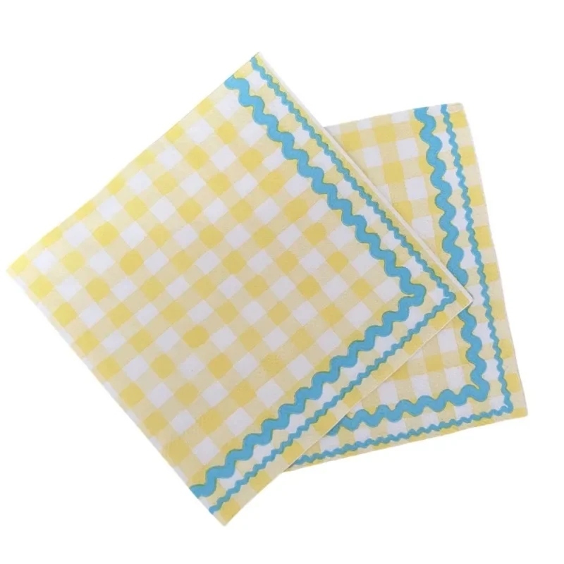Paper Napkins 20pcs/Pac 25*25cm 3-Ply Plaid Printed Cocktail Party Decoration Placemats