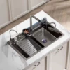 Integrated Waterfall Kitchen Sink Honeycomb Technology Large Digitial Display Stainless Steel Water Filter Cup Washer 2