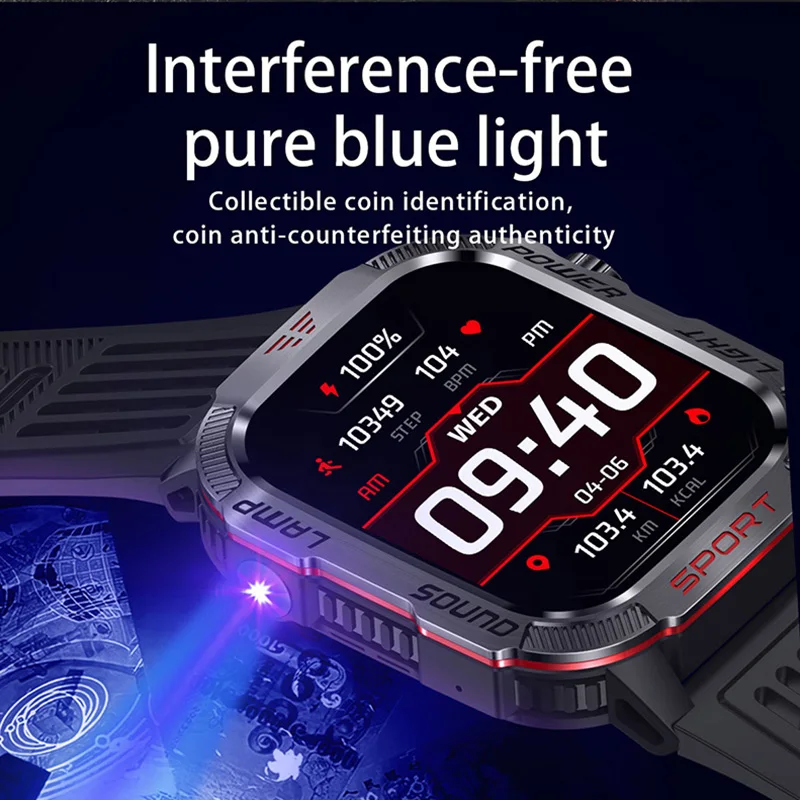 Nuovo per Huawei Xiaomi GPS militare Smart Watch uomo torcia bussola impermeabile sport all'aria aperta tracker chiamata Bluetooth Smartwatch - immagine 4