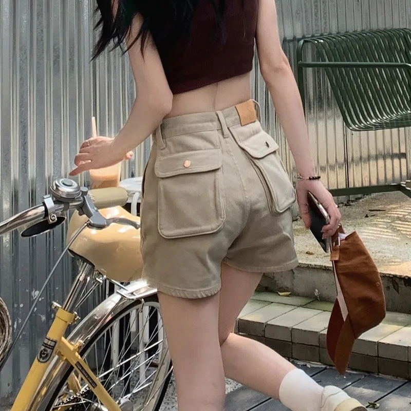 

Women's Khaki Cargo Denim Shorts Fashion Streetwear High Waist Mini Cowboy Shorts Jeans 2000s Y2k Harajuku Summer Clothes 2024