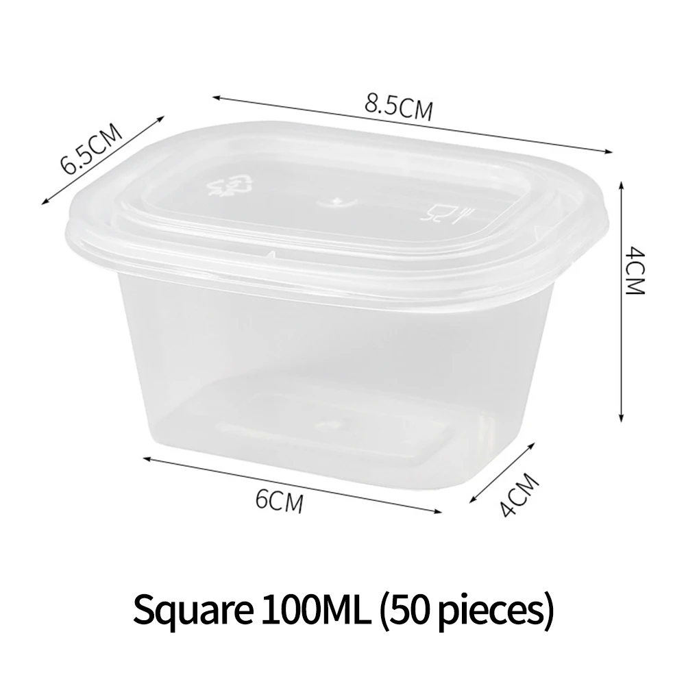 Disposable Square Sauce Cups With Hinged Lid