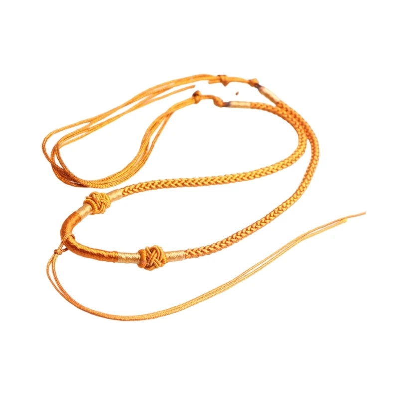 Handwoven Rope Necklace with Bead and Adjustable Braided Cord - Textured Jewelry