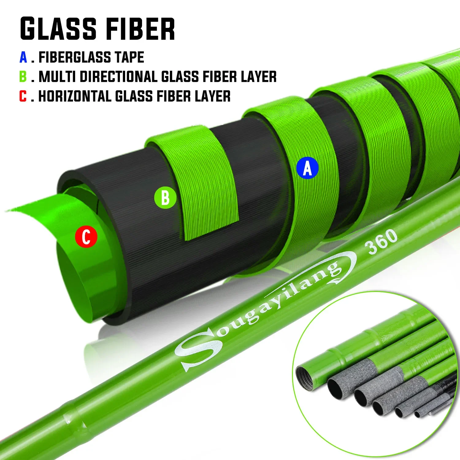 Sougayilang Hard Carbon Fiber Ultra Light Telescopic Carp Fishing Rod 2.7/3.6/4.5/5.4M 5
