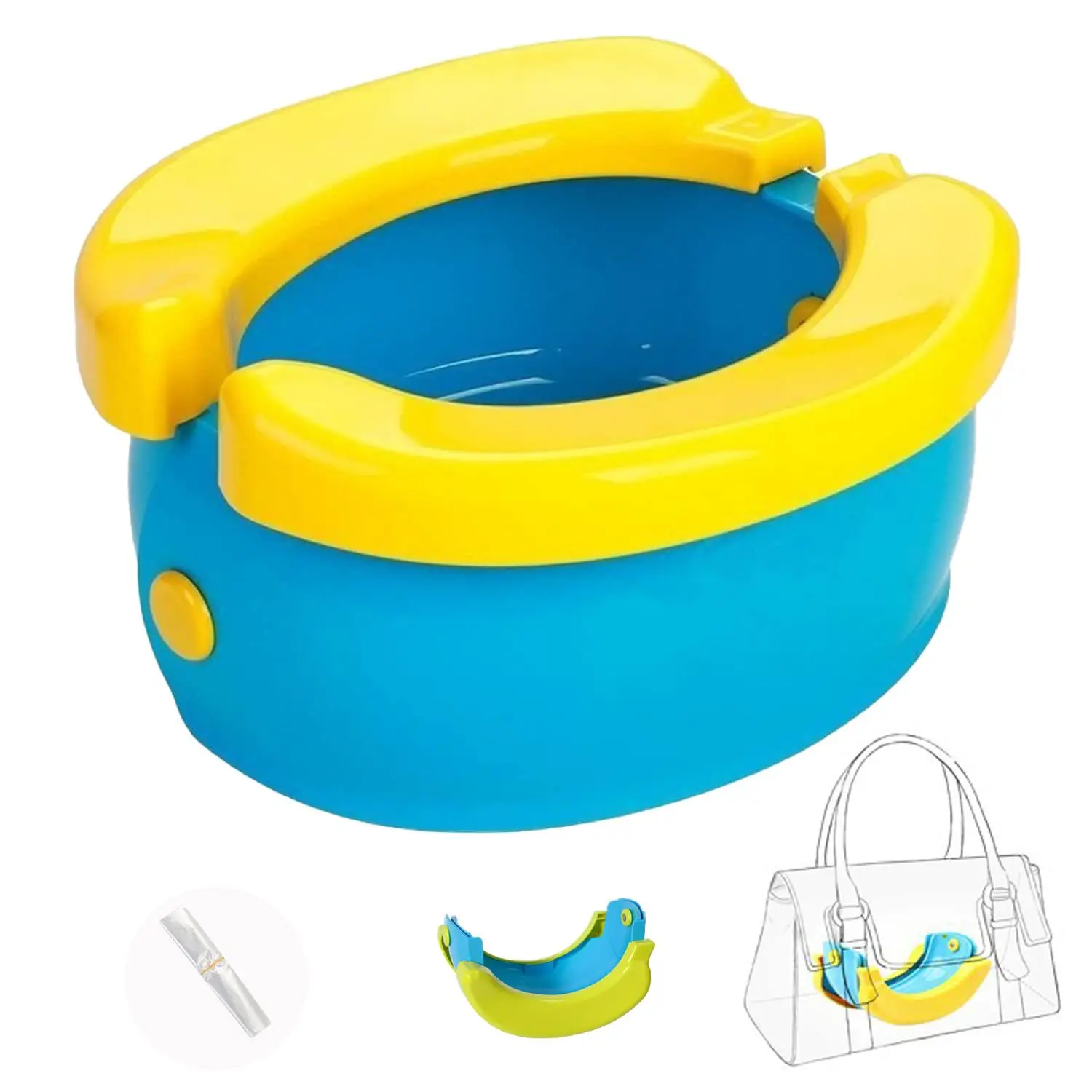 Small kids' foldable and easy-to-storage toilet portable kids' male and female baby travel car toilet