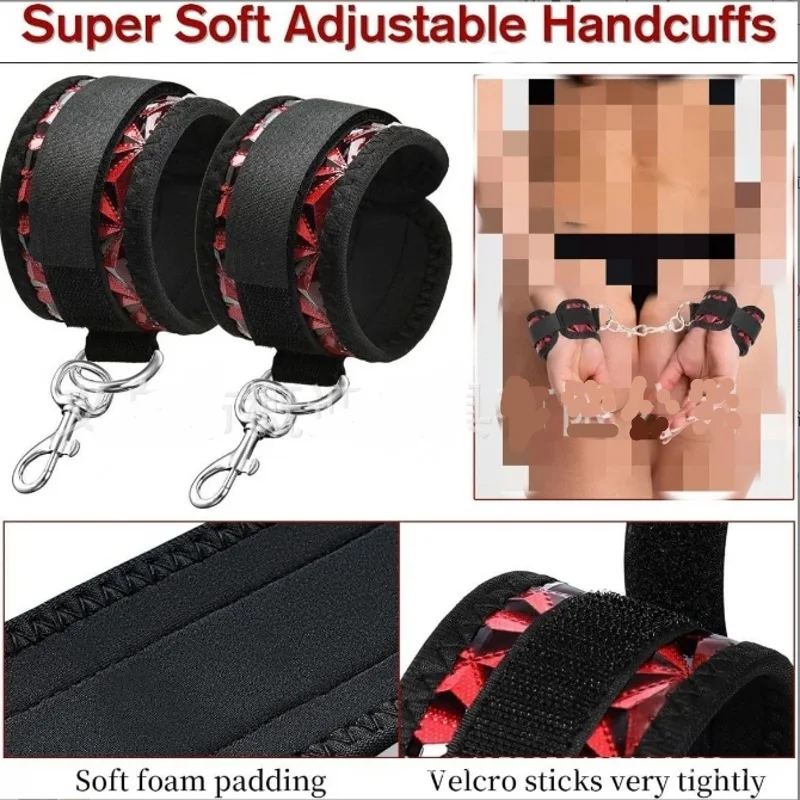 SM Adult Sex Toys Upgraded Leather Diamond Pattern Leg Splitting with Handcuffs Binding Alternative Training Props