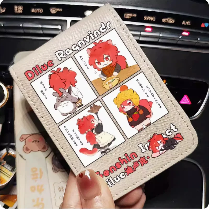 Anime Genshin Impact Diluc Wallet Fold Bag Multi Card Coin Pocket Photoes Holder Fashion Kids Wallets Gift