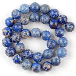 Vibrant Natural Stone Beads - Multi - Size Colorful Jaspers & Turquoises for DIY Jewelry & Bracelets (Blue Sea Sediment)