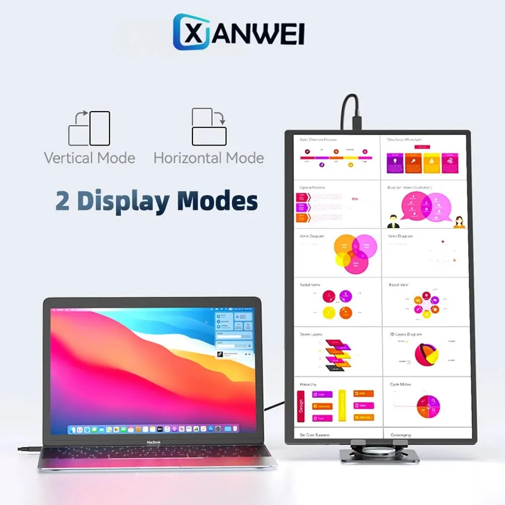 XIANWEI ޴  Ʈ  100% sRGB  ݼ  ÷, USB C 3.1, ޴ Ʈ  ̴ PC PS4/5 , 18.5 ġ, 100Hz