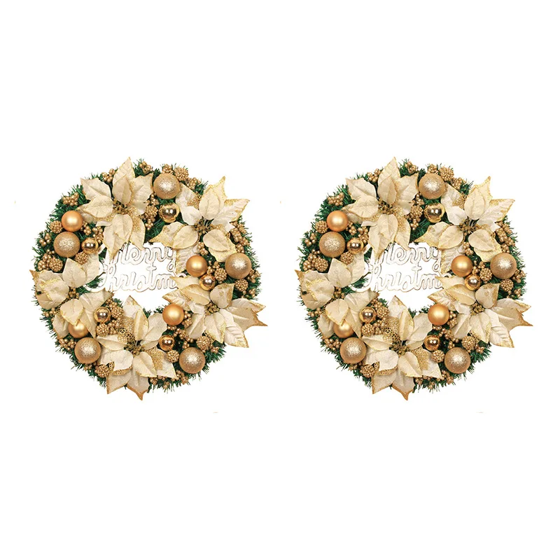 

1 Piece Decorative Christmas Wreath Front Door Hanging Christmas Wreath Golden Wreath Hotel Mall Home Decoration (40Cm)