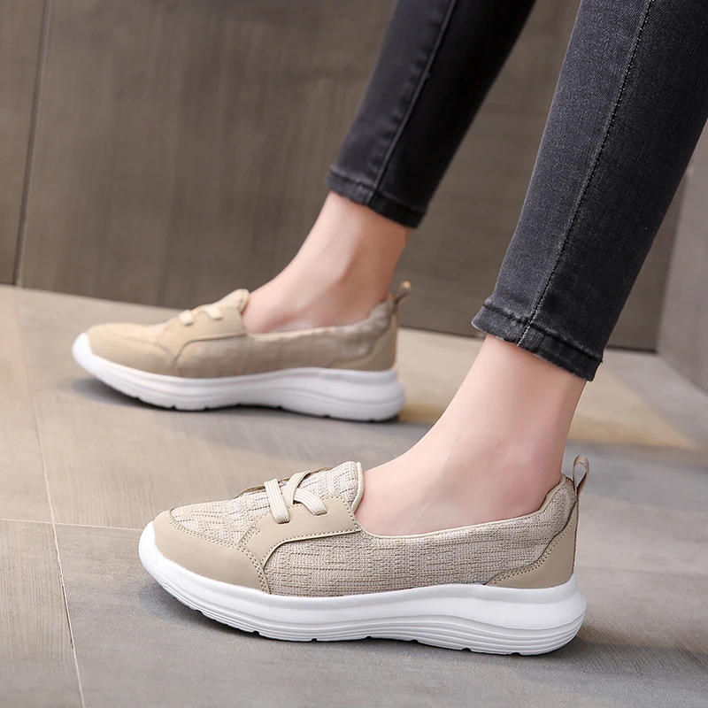 Scarpe Da Passeggio Da Donna Fitness Summer Mesh Sports Outdoor Flats Sneakers Stringate Traspiranti Leggere Nero Soft Size 35-43