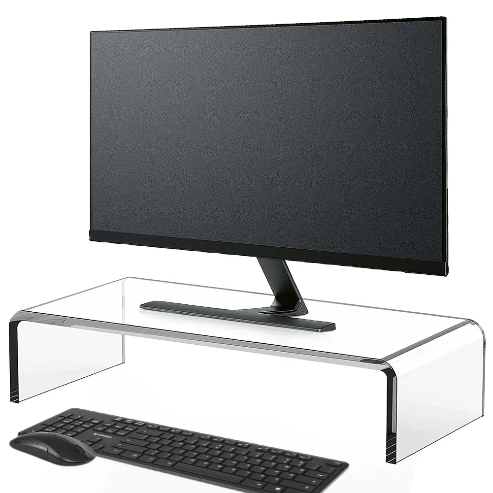 Clear Acrylic Monitor Stand Riser Ergonomic Laptop PC Screen Holder Desk Organizer Storage Rack for Home Office Multimedia New ﻿