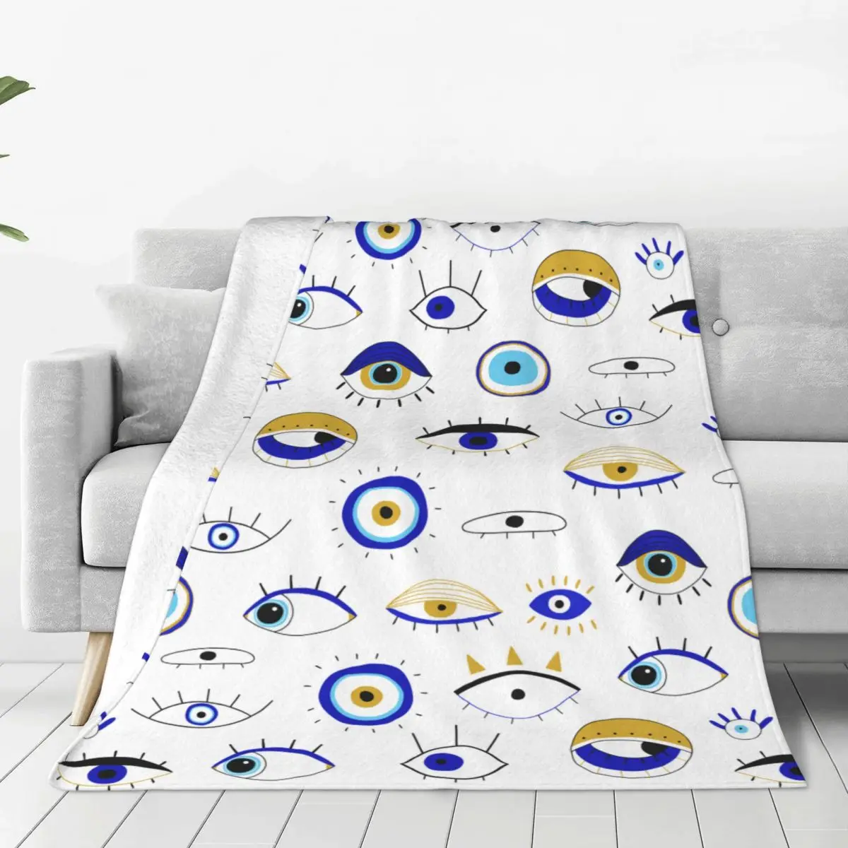 

Evil Eye Magic Blankets Flannel Printed Portable Super Warm Throw Blankets for Sofa Office Bedspreads