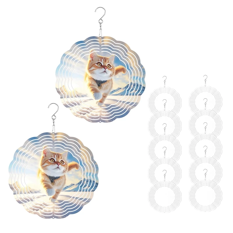 

12Pack 8Inch Sublimation Wind Spinner Blanks 3D Wind Spinners Hanging Wind Spinners For Indoor Outdoor Garden Decoration