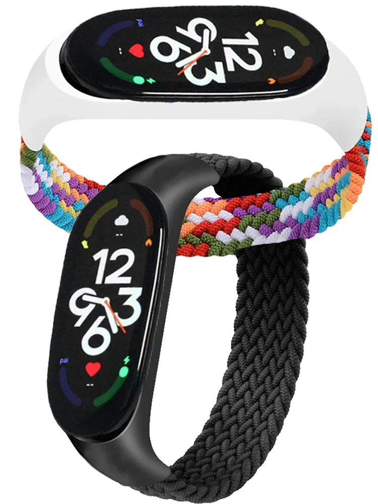 Braided Solo Loop for xiaomi Mi band 7 Watch Strap Nylon watchband NFC Bracelet smart Miband6 belt correa on Mi band 7 6 5 4 3