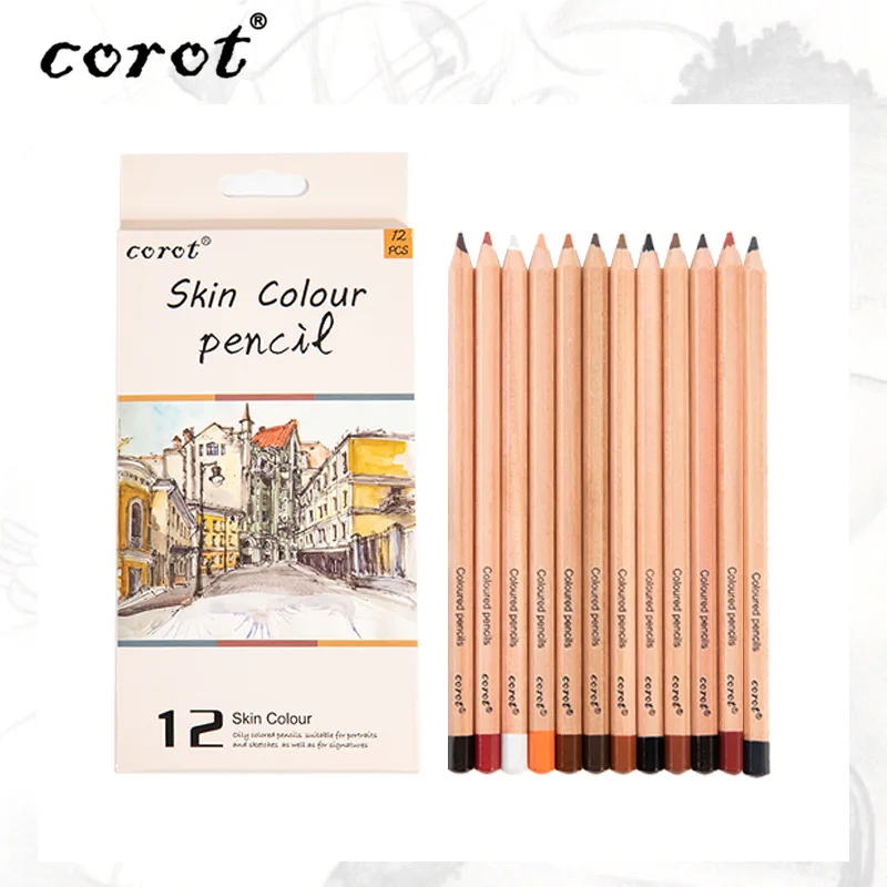 

Skin Tone Pencil 12 Colors Pastel Pencil Head Portrait Pencil Pastel Colored Pencil Cross-border Exclusively for Skin Pencil