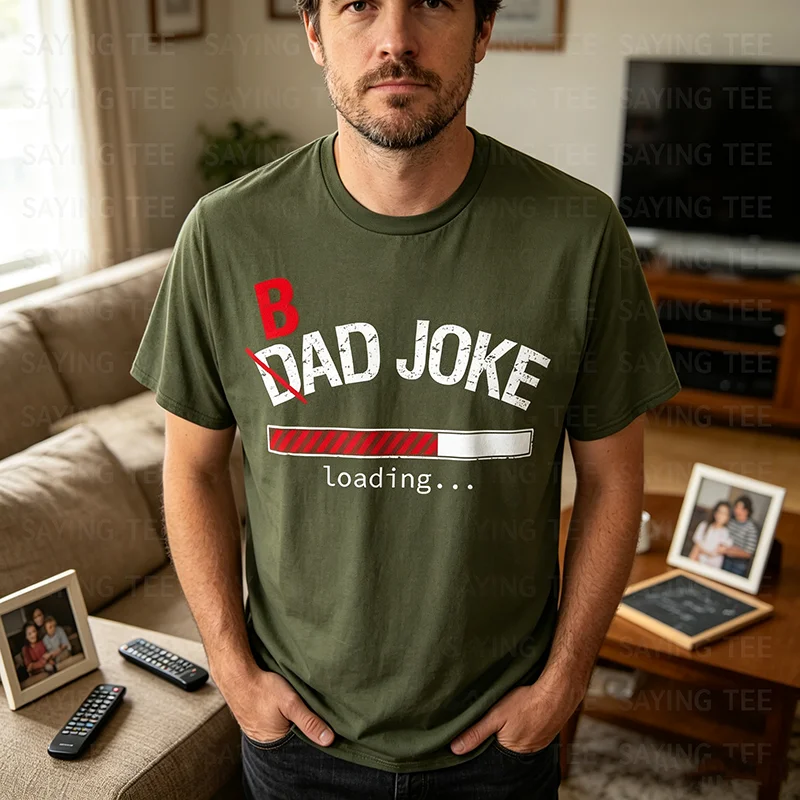 Lustiges T-Shirt mit dem Text „Bad Joke/Dad Joke Loading“ für Papa und Männer, Y2k Persönlichkeits-Mode, weiches Baumwoll-T-Shirt mit Spruch, Kurzarm-Oberteil