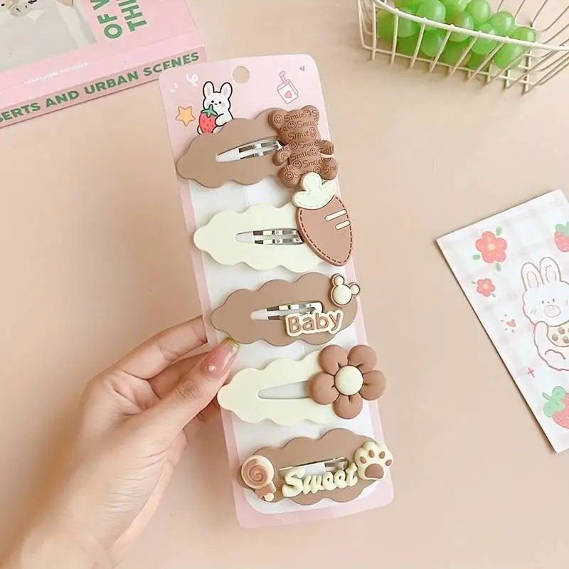 Hair Accessories 5pcs Cute Cartoon Colorful Clips Set Holiday Gift Girls