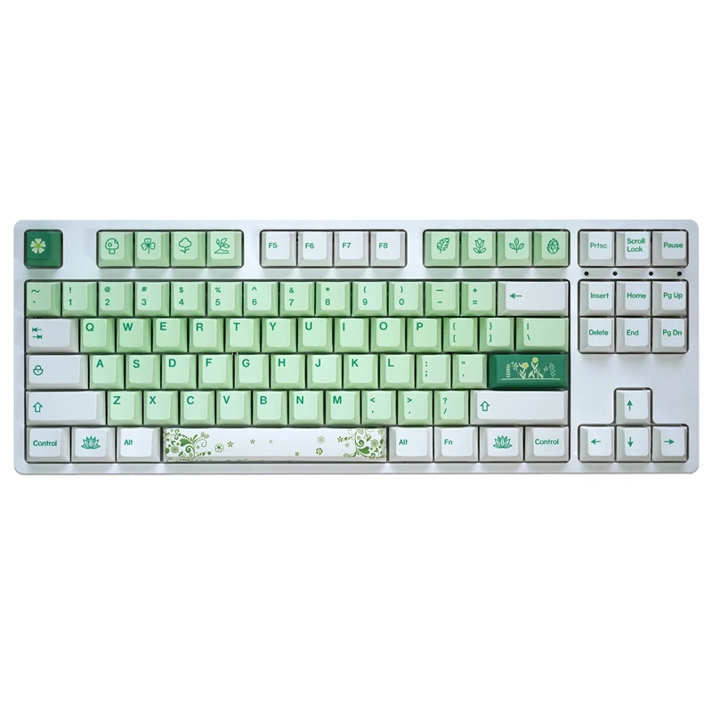 Pbt Dye Subbed Botânico Keycap Perfil Cereja Keycaps Mac para 68 84 980 Keychron Anne Gh60 Gk64 Poker 150 Chaves por Conjunto - Imagem 3