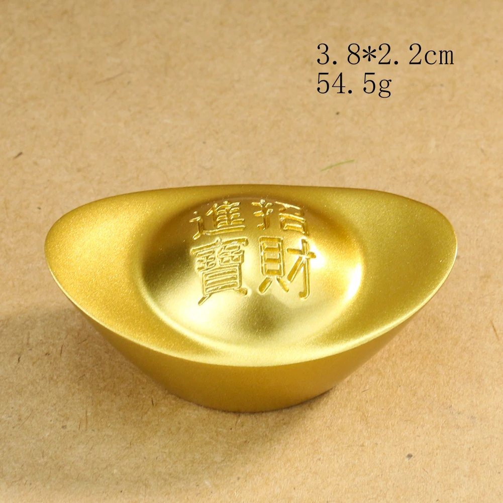 Muy Bien katı pirinç altın külçe Feng Shui servet maskot zanaat süs Paperweight ev oturma odası ofis masaüstü süslemeleri