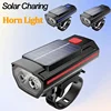 Bicycle Horn Light USB Rechargeable Mountain Road Bike Front Lamp Power Solar Charing Cycling Headlight with Horn 120dB 1