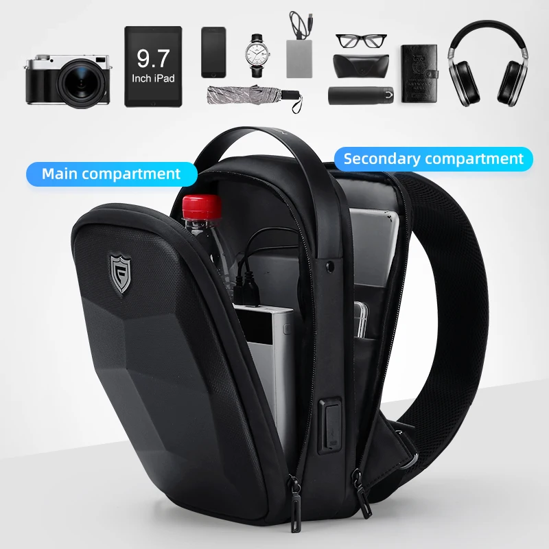 Fenruien Chest Bag Men's Shoulder Bag Trend Messenger Bag Men's Casual Hard Shell for 7.9-inch Laptop 5