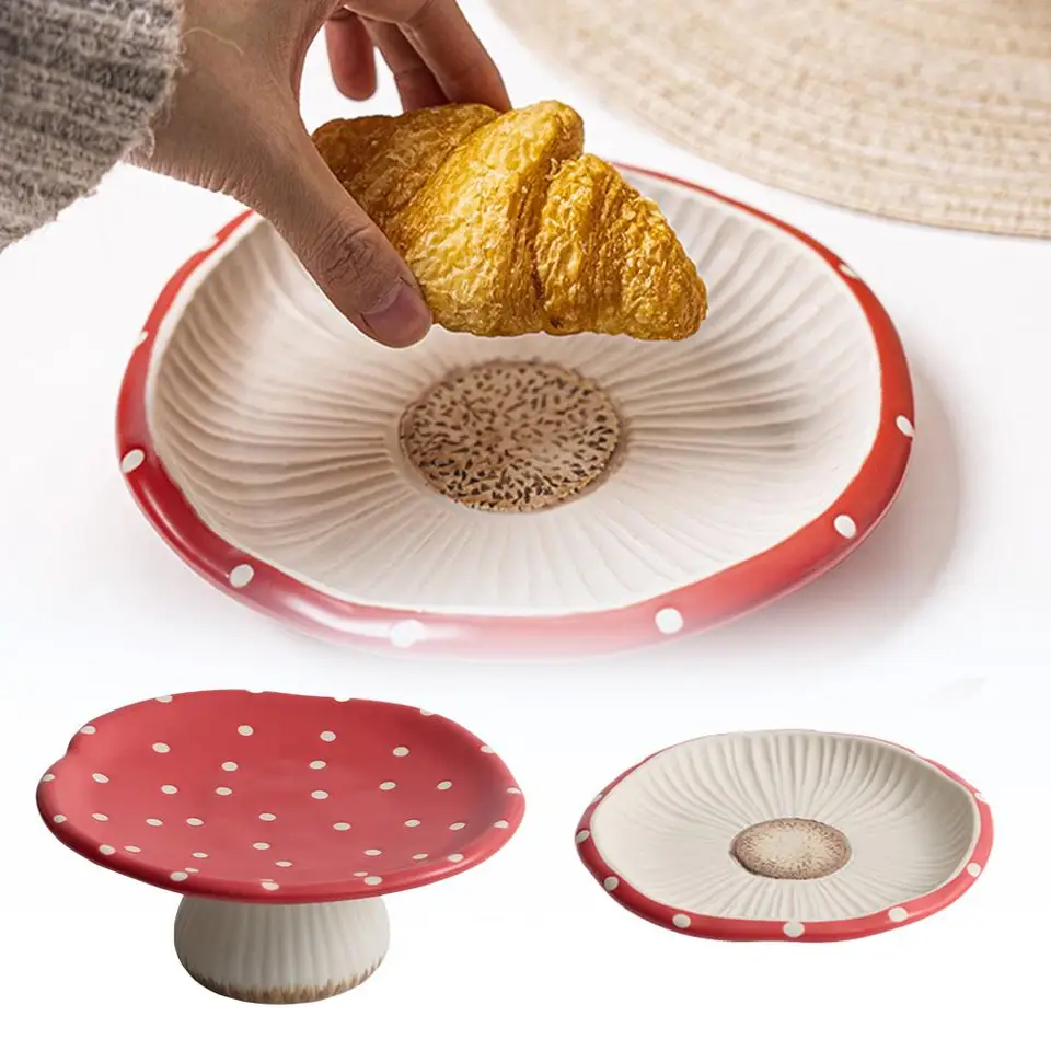 City To Cottage Service De Table 12 Pièces En Céramique Peint à La Main Rouge Et Blanc à Pois Service De Vaisselle Pour 4 Personnes Assiettes Plates Assiettes à Dessert Bols