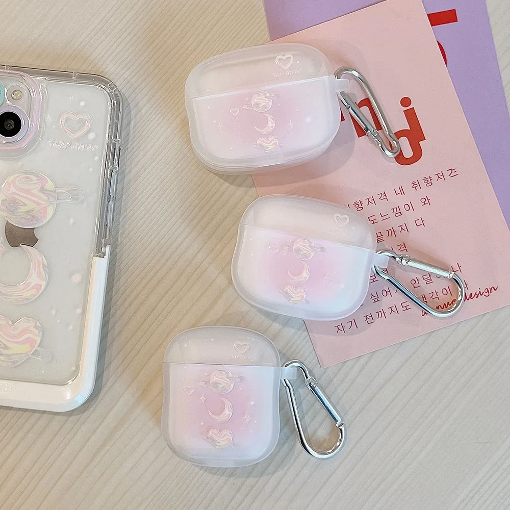 INS Gradient Moon Star Planet Earphone Case For Airpods Pro 2 Aesthetics Bow Heart Soft TPU Cover for Airpod 3 1 Accessories Box