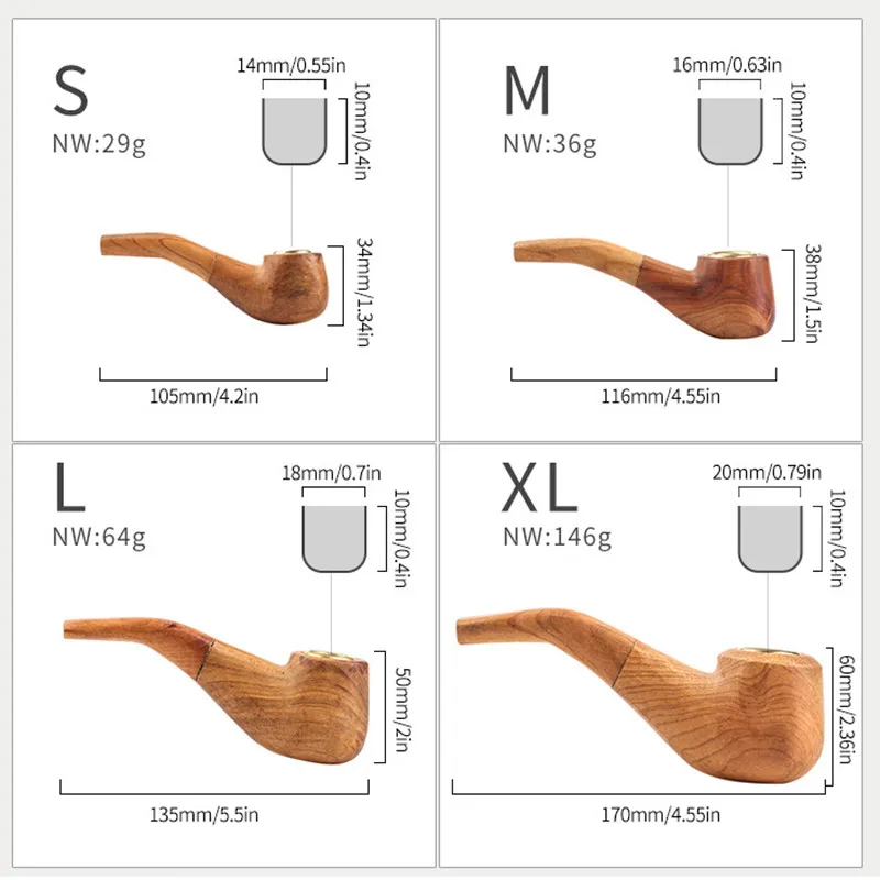 Tobacco Pipe Smoking Accessories for Beginner Men Retro Handmade Wooden