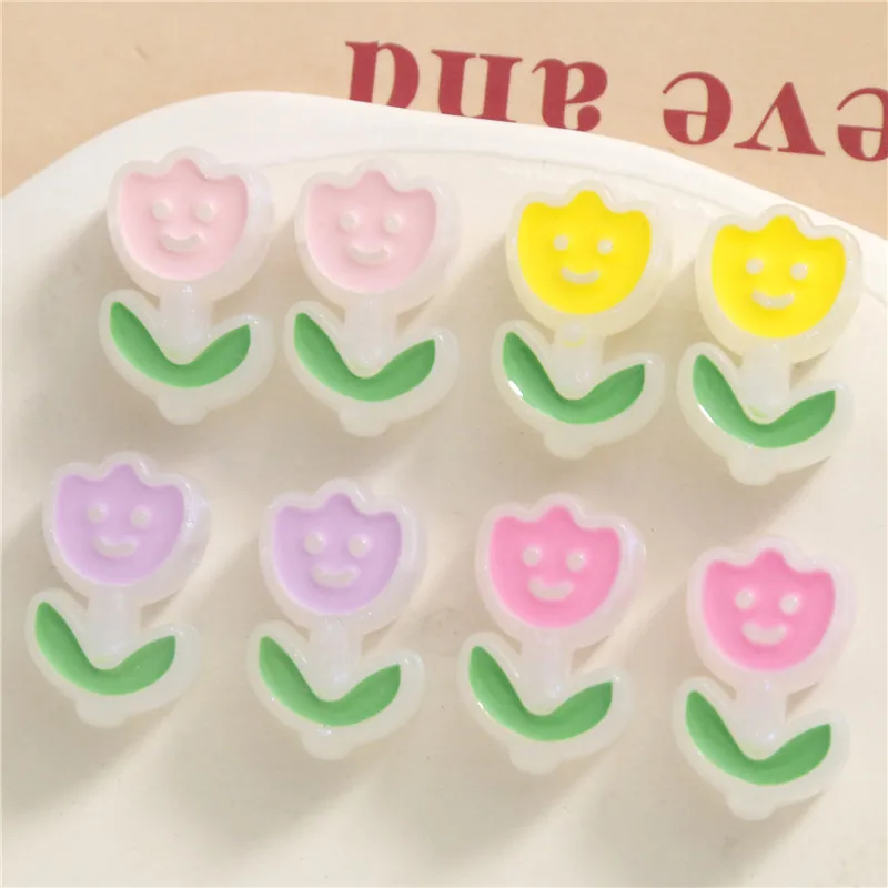 

Summer style 50pcs/lot color drop oil cartoon flowers shape acrylic straight hole beads diy jewelry garment/bracelet accessory