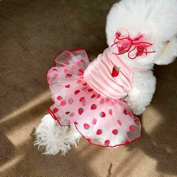 Strawberry Mesh Dog Dress 1
