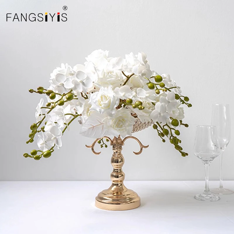 

Wedding a living room Table Centerpiece Ball White Rose Orchid Hydrangea Flowers Arrangement Party Road Lead decoration Props