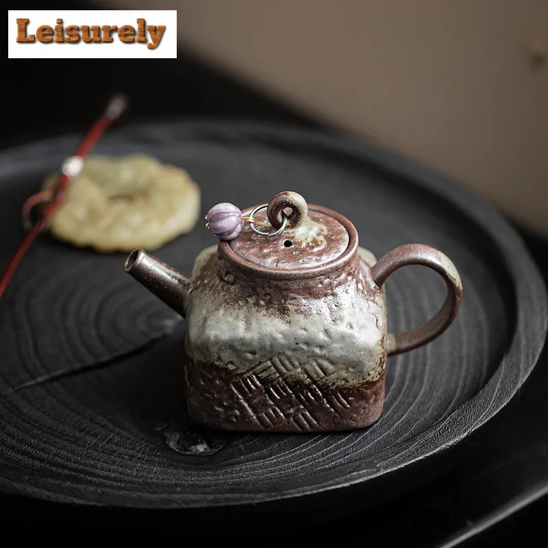 100ml Old Rock Mud Bud Square Teapot Antique Tea Infuser Pot Household Tea Soaking Kettle with Filter Teaware Accessories Gift