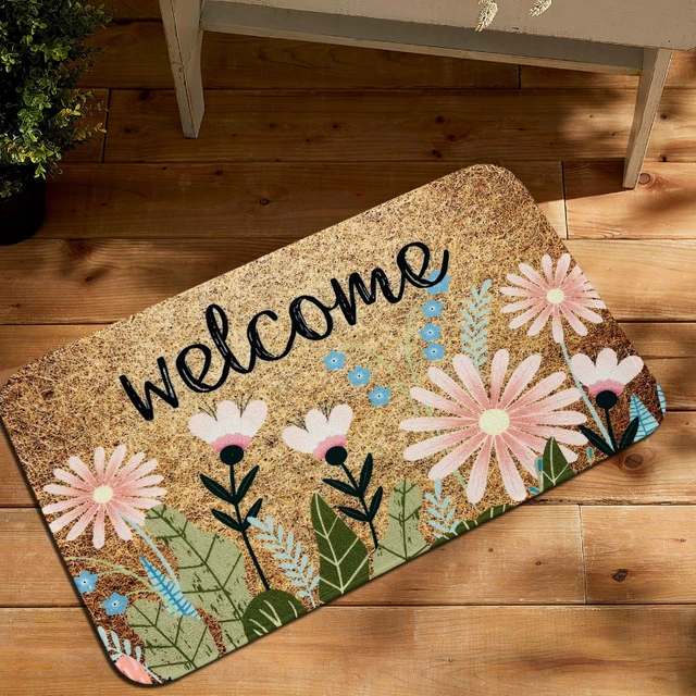 Washable Floral Welcome Doormat