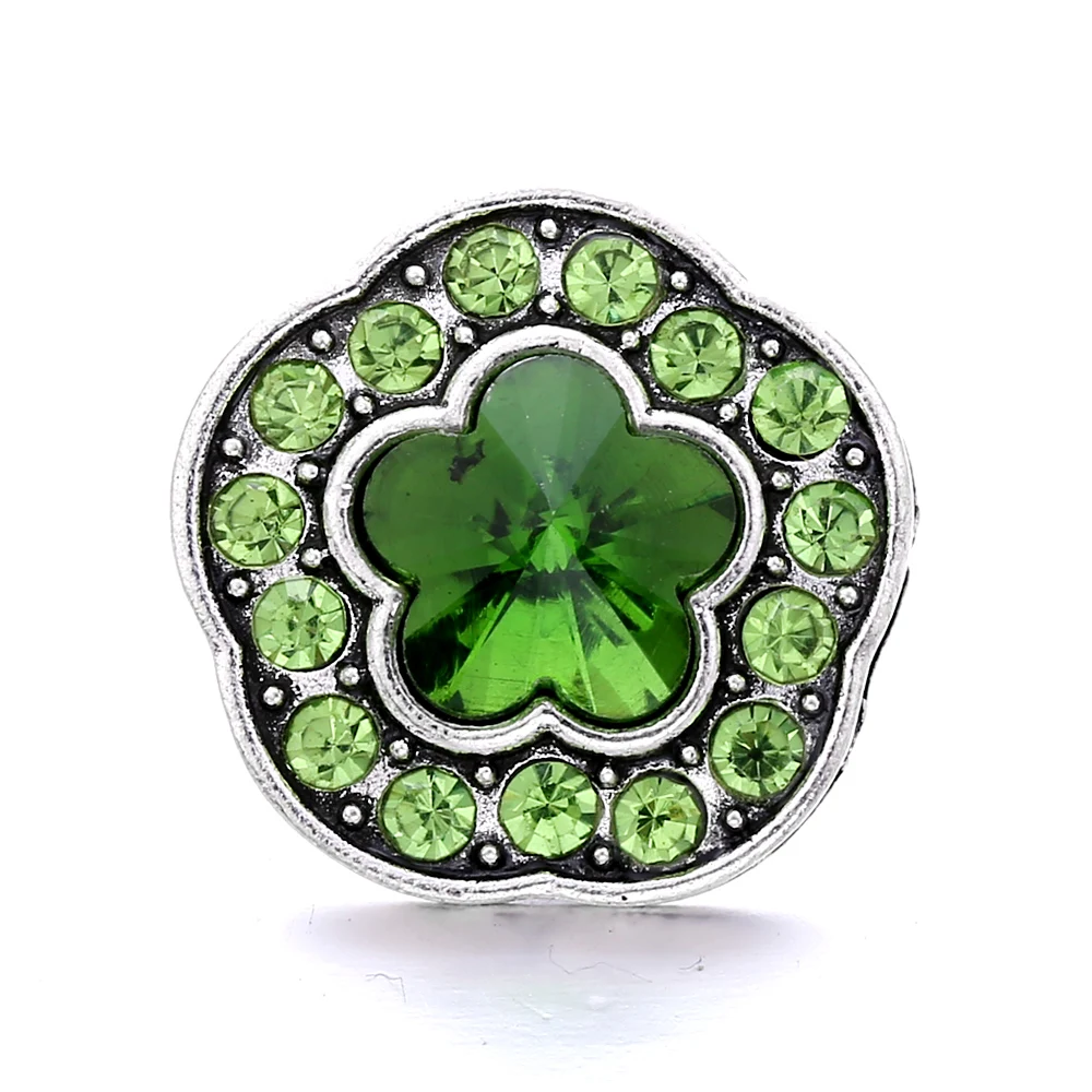 20pcs Vintage Crystal Flower 18mm Metal Snap Buttons Fit Snaps Bracelet Necklace Ginger Jewelry