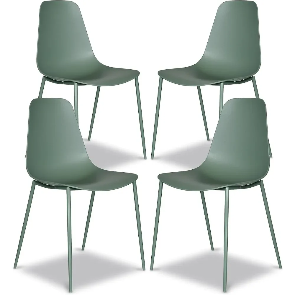 Caf&eacute; Chairs Set of 4-Plastic Dining Chair with Metal Legs-Quick Assembly Simple Cafe Chairs Plastic for Indoor or Outdoor