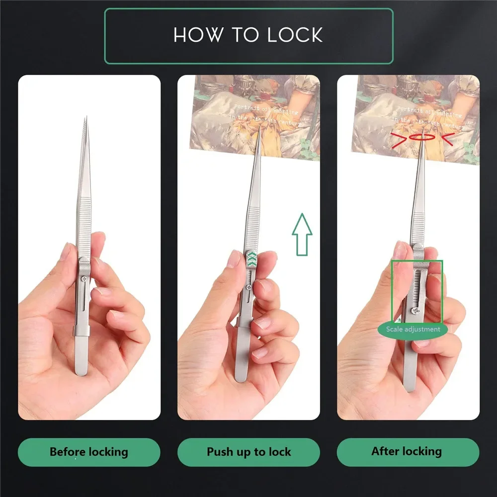 Professional Jewelry Tweezers 16CM High Precision StainlessSteel with SlottedBuckle forDiamond Gem DIYCrafting Sandblasted Tools