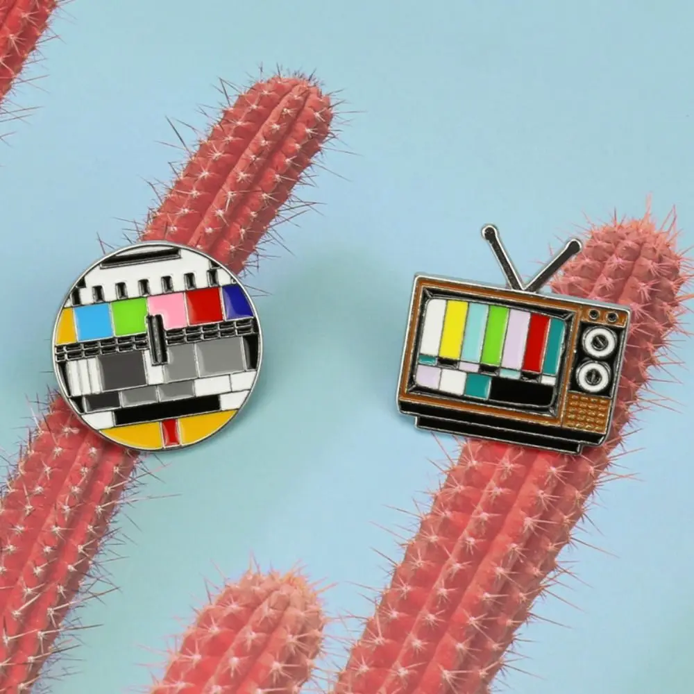 

Snowflake Screen Vintage TV Pin Lapel Pin No Signal Retro Television Brooches Rainbow Vintage Antenna TV Pins Badge